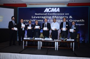 Dignitaries at the ACMA's National Conference on Leveraging Mergers and Acquisitions for Inorganic Growth