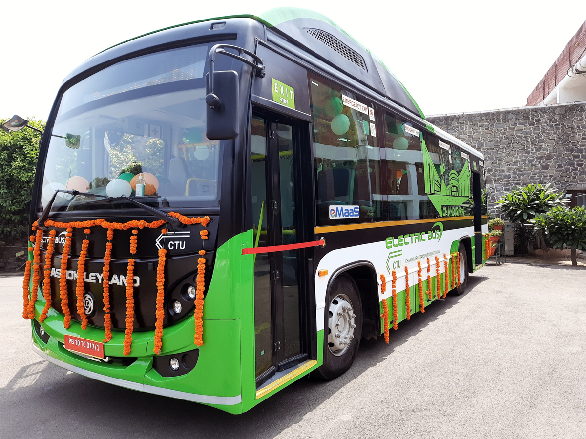 Chandigarh’s firstever electric bus, supplied by Ashok Leyland